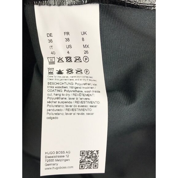 HUGO Kadice Faux Leather Effect A-Line V-Neck Dress Black Size 4 NEW - Picture 9 of 11